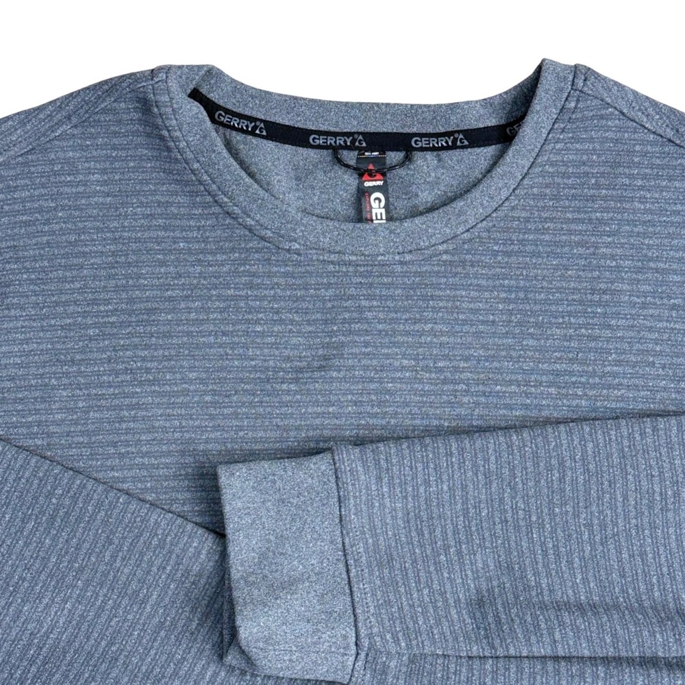 Gerry Ribbed Crewneck Sweatshirt Mens Large Grey Outdoors Active Base Layer Cozy